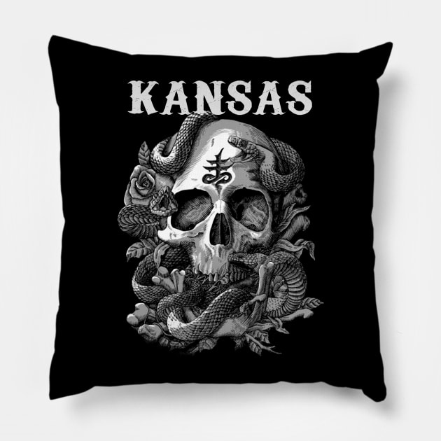 KANSAS BAND MERCHANDISE Pillow by Rons Frogss