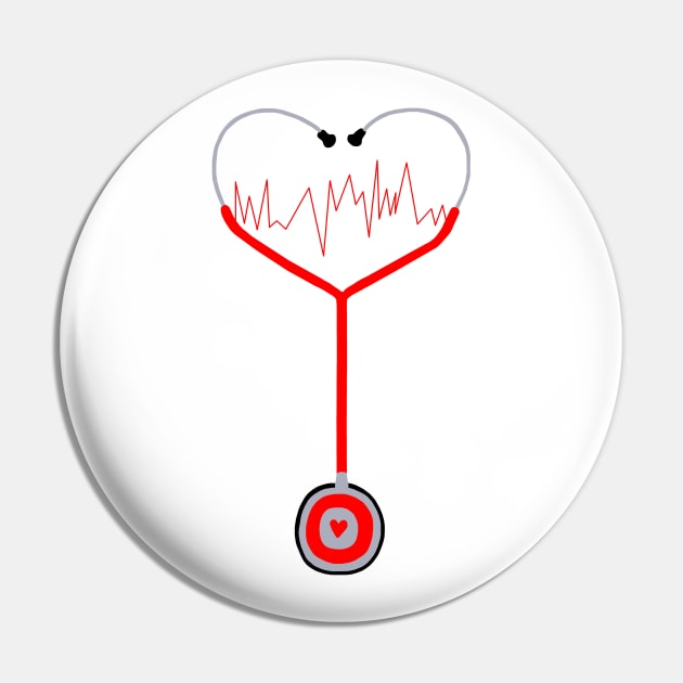 Heartbeat Stethoscope Pin by Art by Deborah Camp