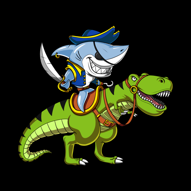 Shark Pirate Riding T-Rex Dinosaur by underheaven