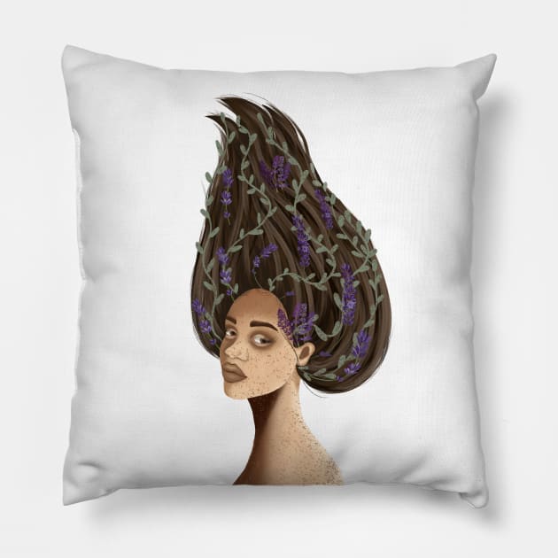 African american woman fairy nymph freckles unique design Pillow by Nastya Li