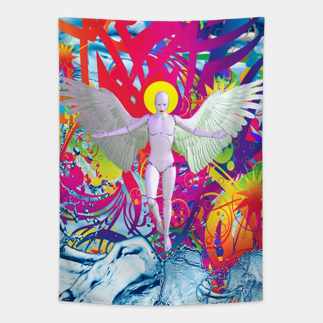 Angelic Robot Tapestry by icarusismartdesigns