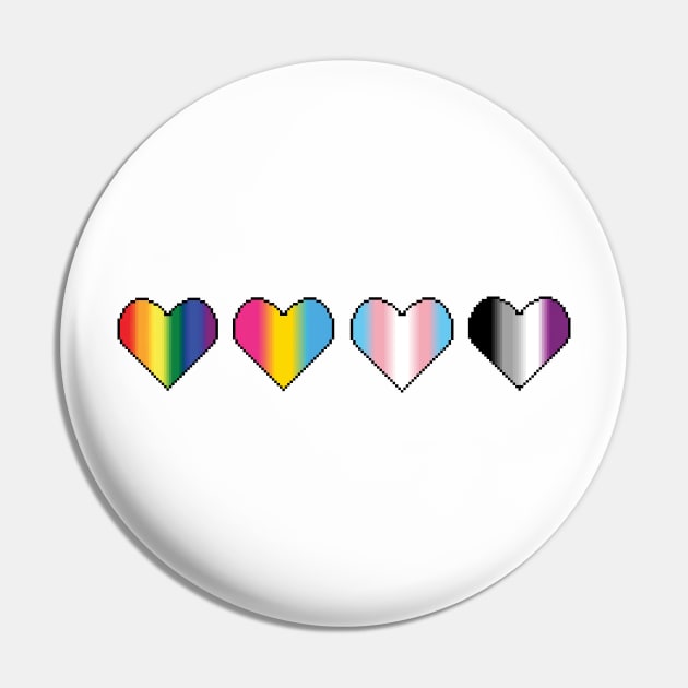 Four Pixel Heart Designs in LGBTQ pride flag colors Pin by Naturicker