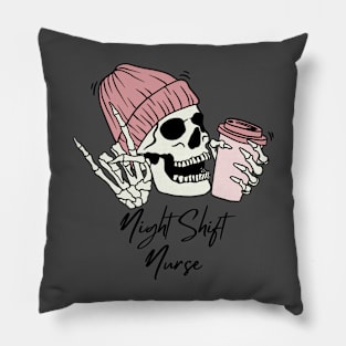 Night Shift Nurse Skeleton Pillow