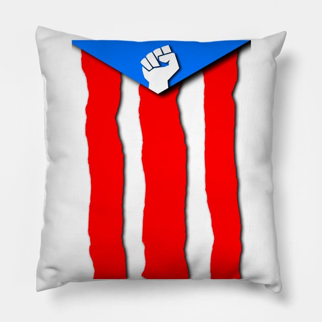 Ripped Puerto Rican Flag Pillow by GdotArroyo