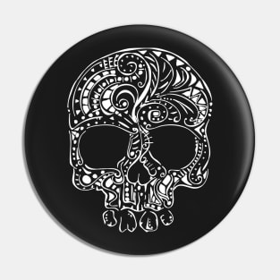 Tribal tattoo style gothic skull Pin