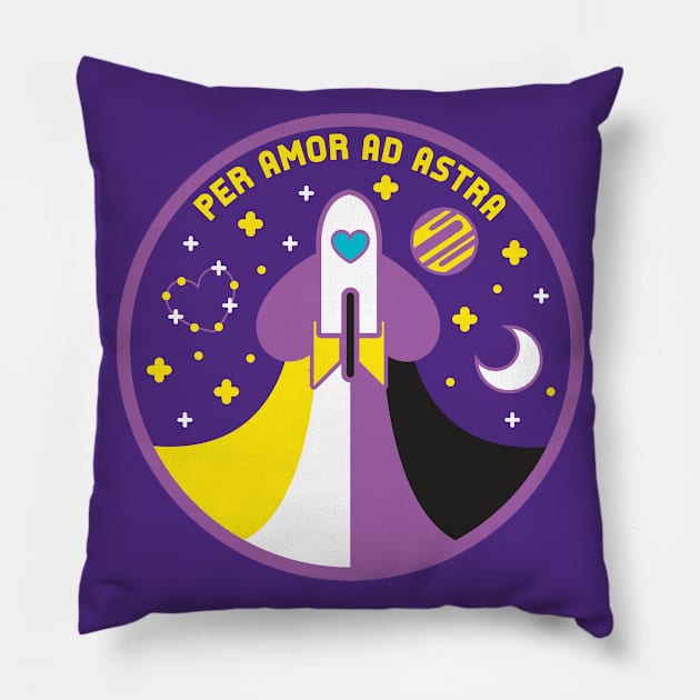 Space Pride - Nonbinary Flag Pillow by wanderingkotka