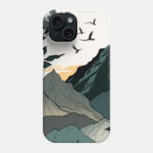 beautiful mountain view, vintage style Phone Case