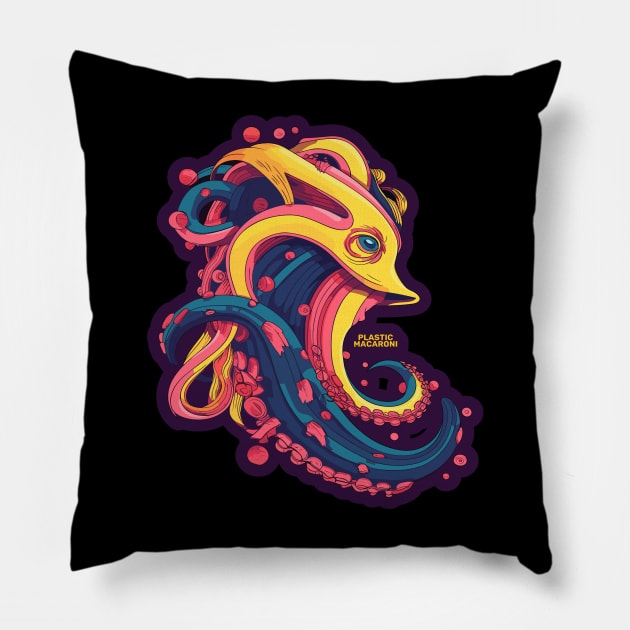 Plastic Macaroni Boho Trippy Hippy Calamari Star Pillow by BoobRoss