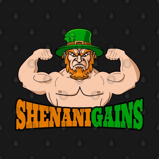 Irish Muscular Leprechaun Bodybuilder St Patricks Day Flexing Shenanigains Fitness Gym Workout Gift by HypeProjecT