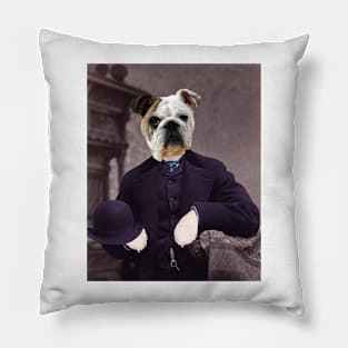 Bull Dog in a Bowler Pillow