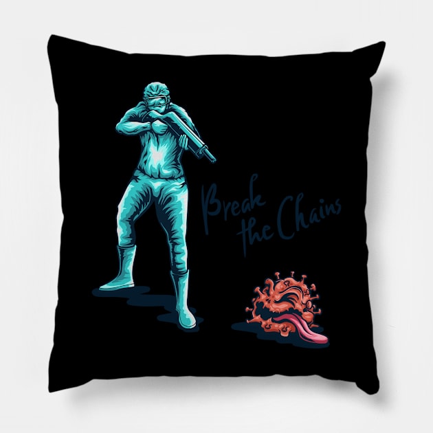 Break the Chains Covid19 Illustration Pillow by Invectus Studio Store