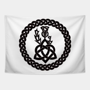 Celtic knotwork with heart and thistle Tapestry