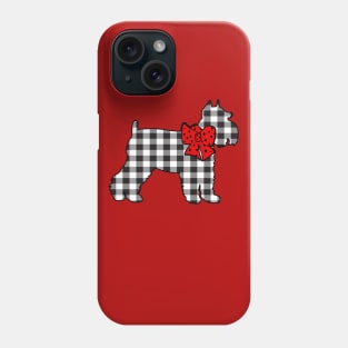 Plaid Mini Schnauzer With Red Bow Phone Case