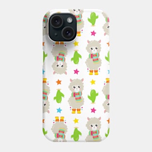 Pattern Of Llamas, Cute Llamas, Alpacas, Cactus Phone Case