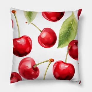 Cherry Red Berries Fruit Cute Pattern Pillow