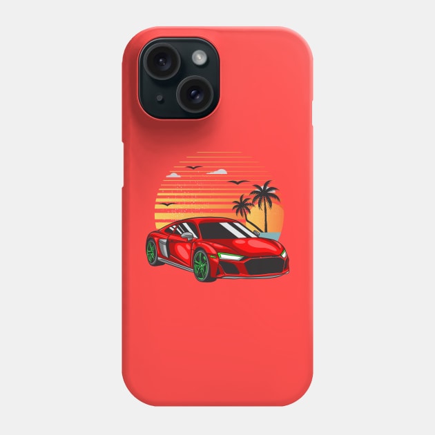 Red R8 on beach Phone Case by Car_Designer