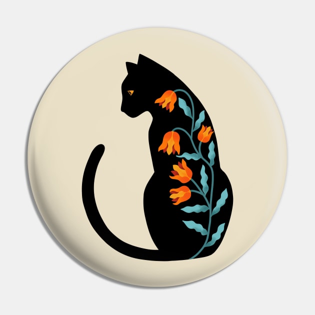 Cat floral Pin by coffeeman