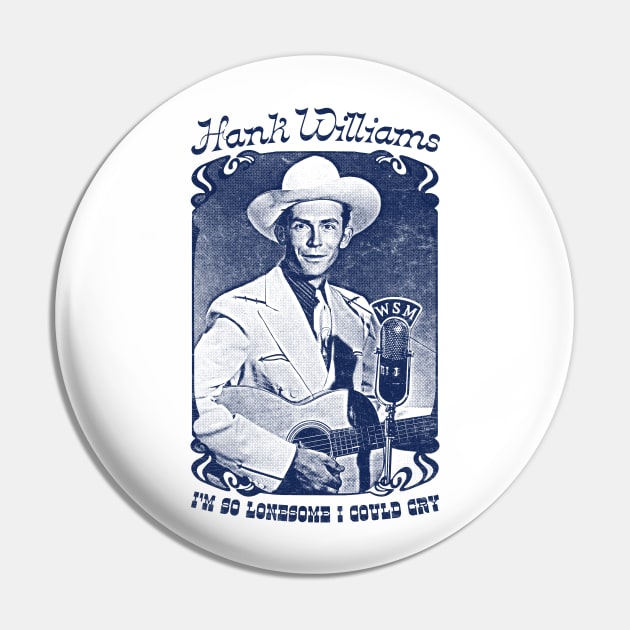 Hank Williams /// Vintage Faded Style Fan Design Pin by DankFutura