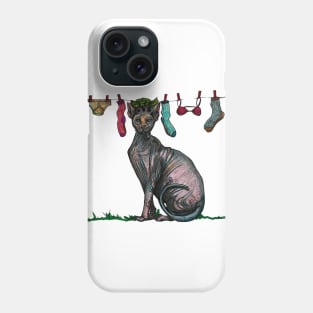 Laundry Day -  Hairless Cat Smoking Phone Case