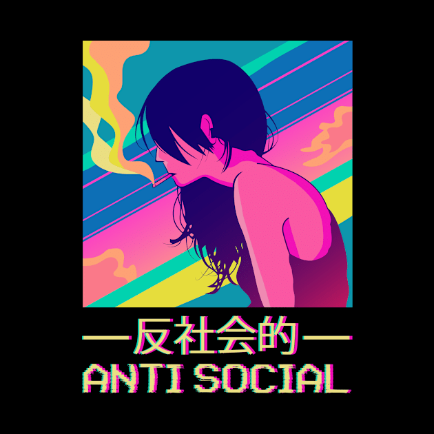 Antisocial Anime Girl Japanese Vaporwave Aesthetic by Alex21