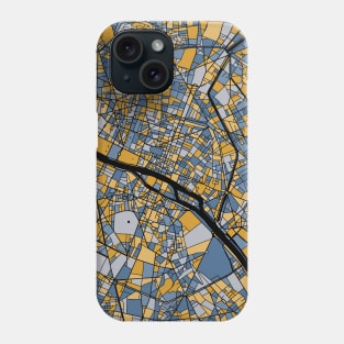 Paris Map Pattern in Blue & Gold Phone Case