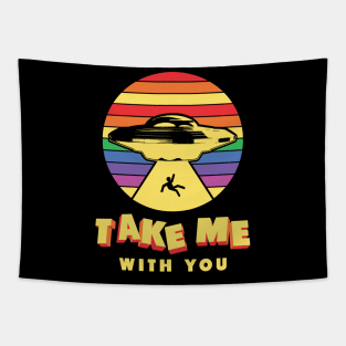 Retro Take Me With You UFO Tapestry