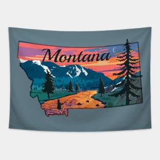 Montana Fly Fishing State River Sunset by TeeCreations Tapestry