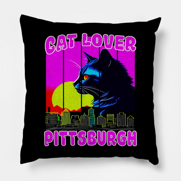 DISTRESSED Cat Lover PIttsburgh Pennsylvania Home Pride Pillow by Outrageous Flavors