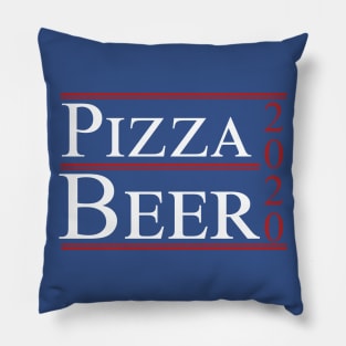 Pizza and Beer 2020 Funny Political Campaign Slogan Pillow