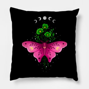 Celestial Moth and Floral Pillow