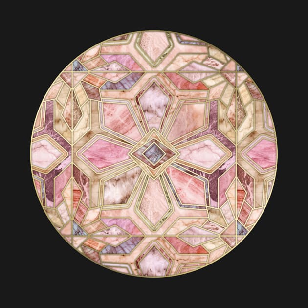 Geometric Gilded Stone Tiles in Blush Pink, Peach and Coral by micklyn