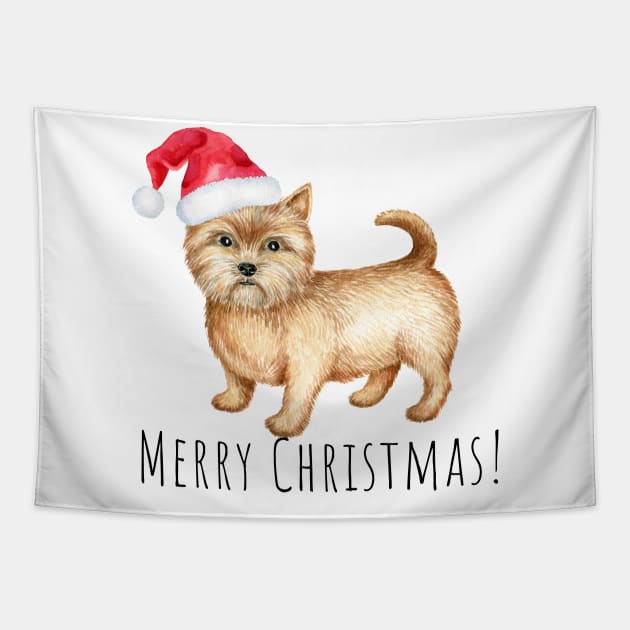 Cute Norwich terrier , Christmas dog Tapestry by Simple Wishes Art