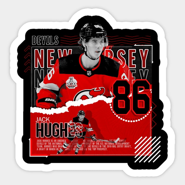 Jack Hughes hockey Paper Poster Blue Jackets 3 - Jack Hughes - Sticker