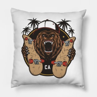 california skate bear Pillow