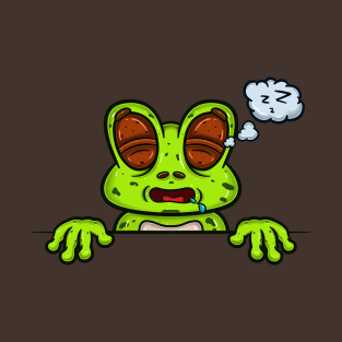 Frog Cartoon With Sleep Face Expression T-Shirt