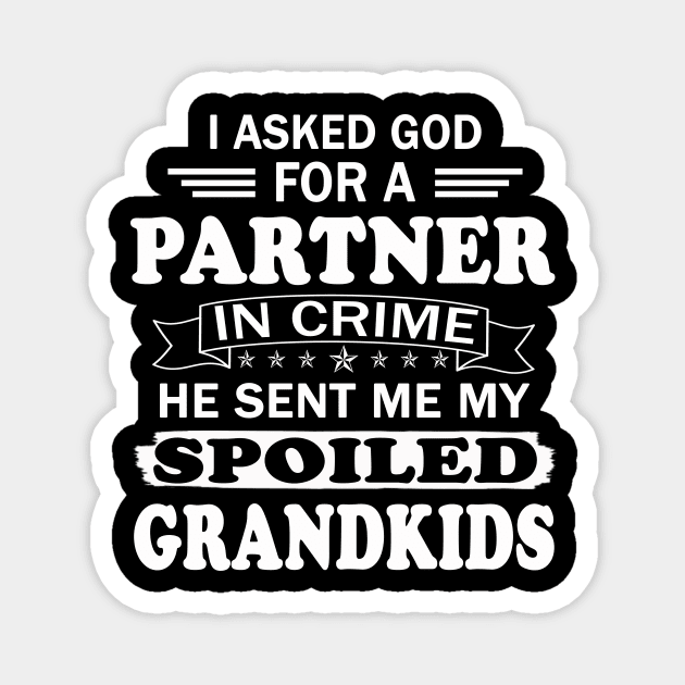 I Asked God for a Partner in Crime He sent Me My Spoiled Grandkids Magnet by peskybeater