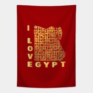 Egypt love-I love Egypt Map of Egypt with the hieroglyphic alphabet Tapestry