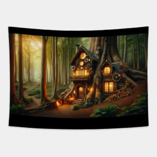 Witch's Enchanted Treehouse Tapestry