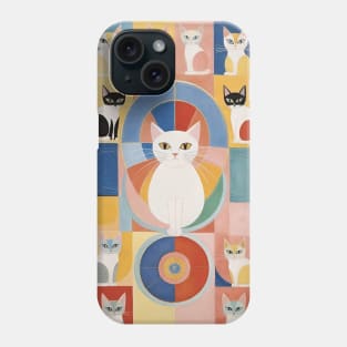 Hilma af Klint's Abstract Feline Wonderland: Whimsical Harmony Phone Case