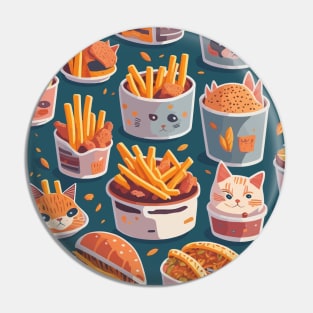 Fast Food Cat Colorful Funny Pattern Pin