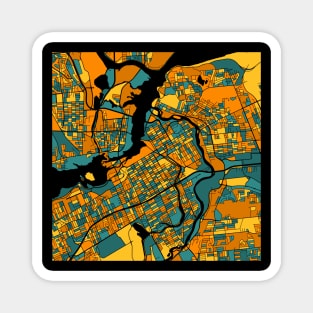Ottawa Map Pattern in Orange & Teal Magnet