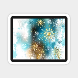 Blue background with Gold Snowflakes Magnet