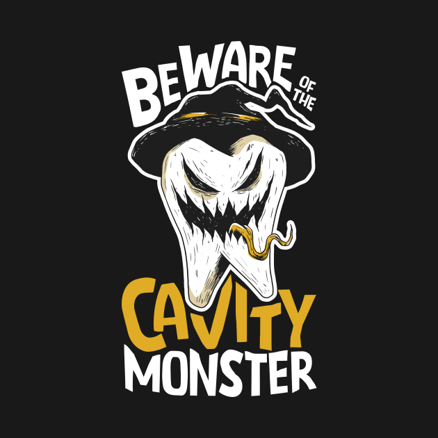 Beware of the Cavity Monster // Funny Halloween Tooth by SLAG_Creative