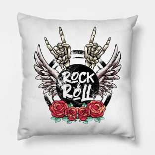 Lets Rock Rock&Roll Skeleton Hand Retro Vintage Rock Concert Pillow