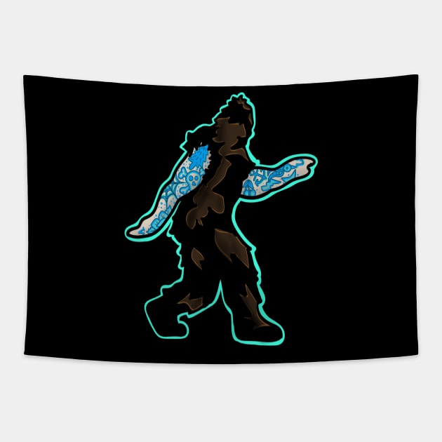 tattooed sasquatch Tapestry by Squatchyink