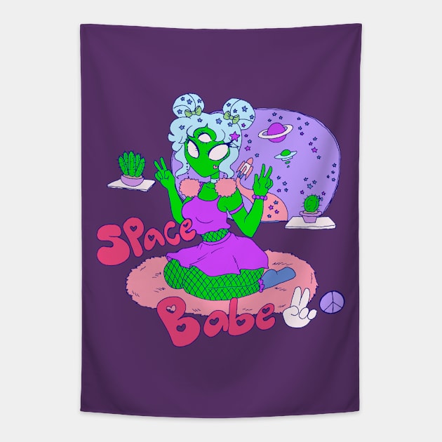 Alien Space Babe Tapestry by saradaboru