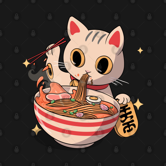 Discover Japanese Kawaii Neko Cat Kitten Ramen Noodle Anime - Ramen Noodles - T-Shirt