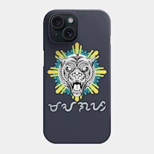 Philippine Sun Tribal line Art Tiger / Baybayin word Maagap (Prompt/Alert) Phone Case