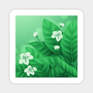 White Green Flowers Magnet