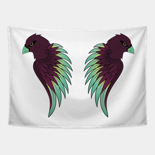 Focused Exotic Bird With Colorful Wings and Feathers Tapestry by 4U2NV-LDN